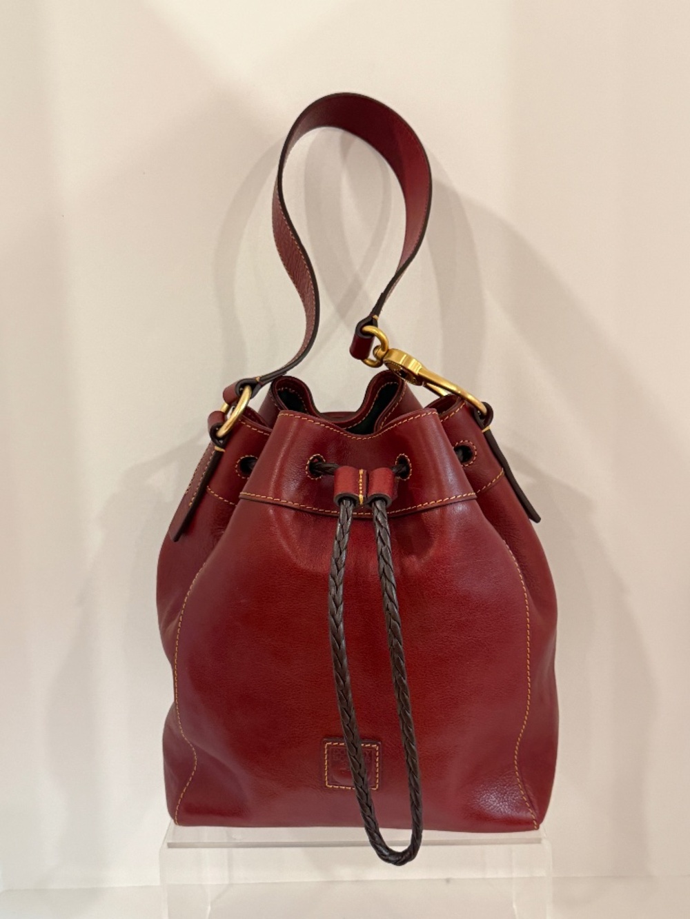 Dooney & Bourke Florentine Drawstring Hattie Bag Bordeaux Leather